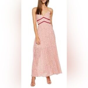 BARDOT Sz 10 Brooke Maxi Pleated Skirt Spaghetti Strap Zipper Closure Dress